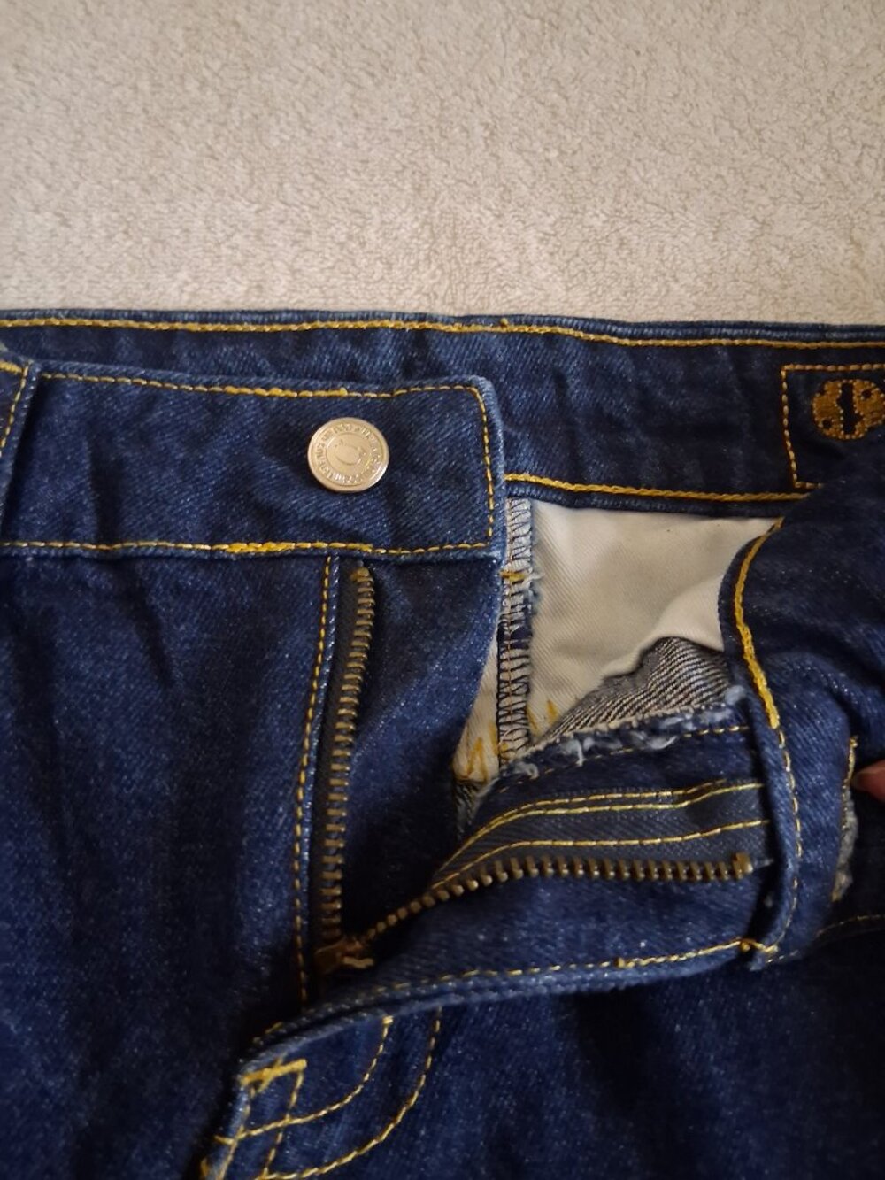 On Dog N' Friends (ODF) Women's M Embroidered Mushroom Dark Denim Mini Skirt - Picture 5 of 12